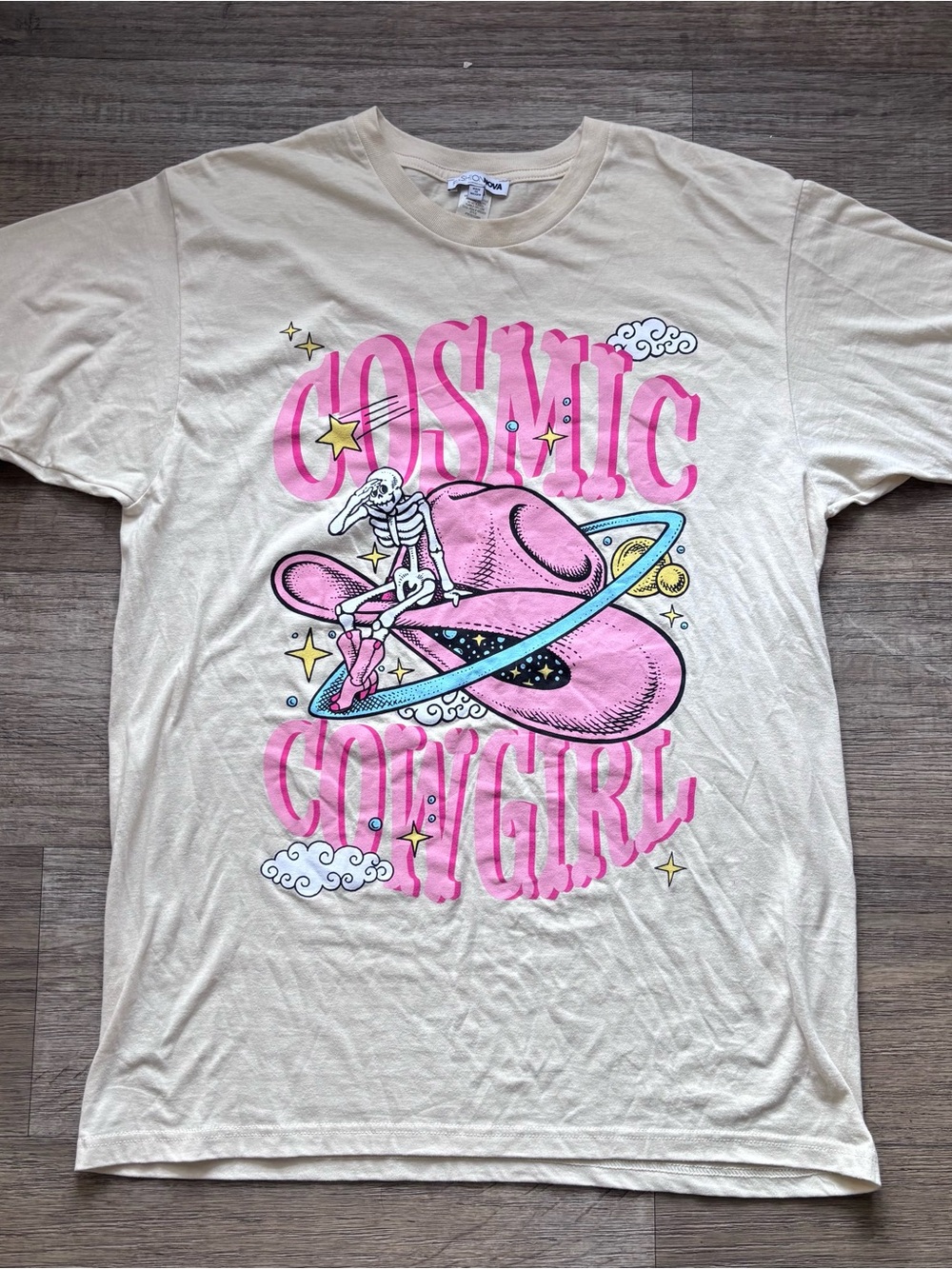 Fashion Nova Cotton Cosmic Cowgirl Graphic Tee Western Streetwear T-shirt Sz L